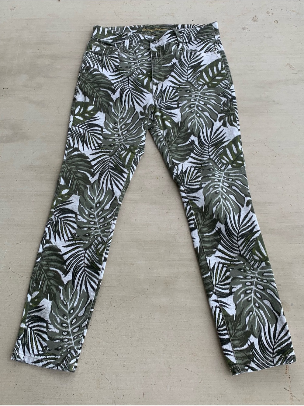 Tommy Bahama Safari Bliss Ella Twill Hi Rise Boho Resort Ankle Tea Leaf Sz 6/28.